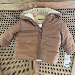 0-3M Carter’s Brown Puffer Jacket with Hood